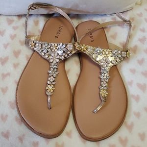 Torrid gold slingback sandals with embellishment